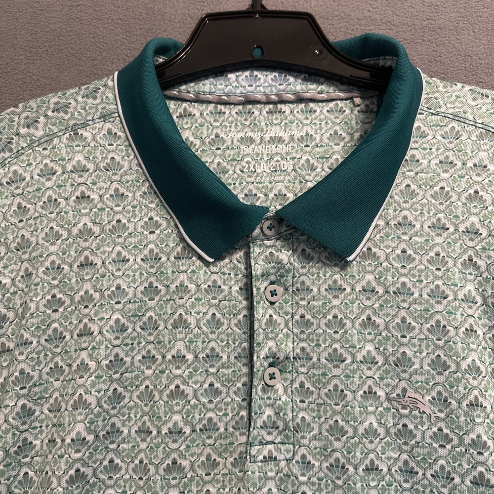 Tommy Bahama Island Zone Polo‎ Shirt AOP Mens 2XLB Big & Tall Green Golf Beach